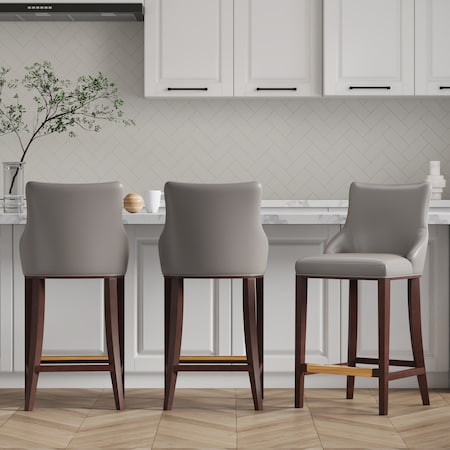 Manhattan Comfort Shubert Barstool in Dark Taupe - Set of 3 3-BS019-DT